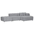 ECKSOFA Hellgrau Cord Zierkissen, Rücken echt  - Hellgrau/Schwarz, KONVENTIONELL, Kunststoff/Textil (313/162cm) - Carryhome