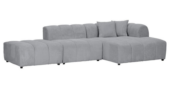 ECKSOFA Hellgrau Cord Zierkissen, Rücken echt  - Hellgrau/Schwarz, KONVENTIONELL, Kunststoff/Textil (313/162cm) - Carryhome