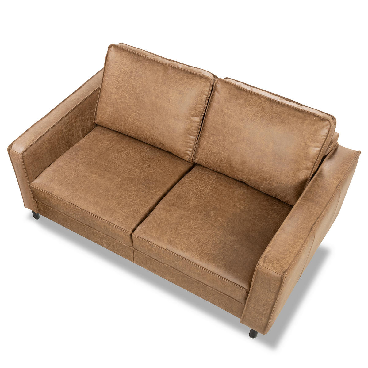 2-SITZER-SOFA Beige Echtleder Lederlook  - Beige, Design, Leder/Textil (148/85/92cm) - Livetastic