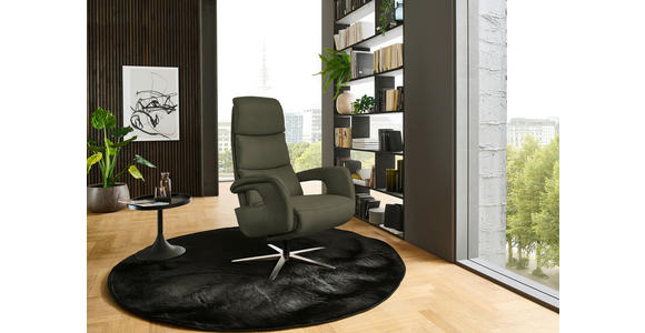 RELAXSESSEL in Leder Graugrün  - Edelstahlfarben/Graugrün, Design, Leder/Metall (76/119/86cm) - Dieter Knoll