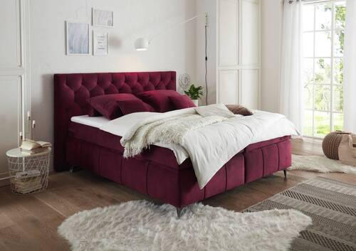 KONTINENTALSÄNG 180/200 cm  i lila  - lila/bordeaux, Basics, träbaserade material/textil (180/200cm) - MID.YOU