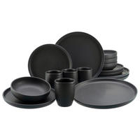 KOMBISERVICE Schwarz 16-teilig Uno  - Schwarz, KONVENTIONELL, Keramik - Creatable