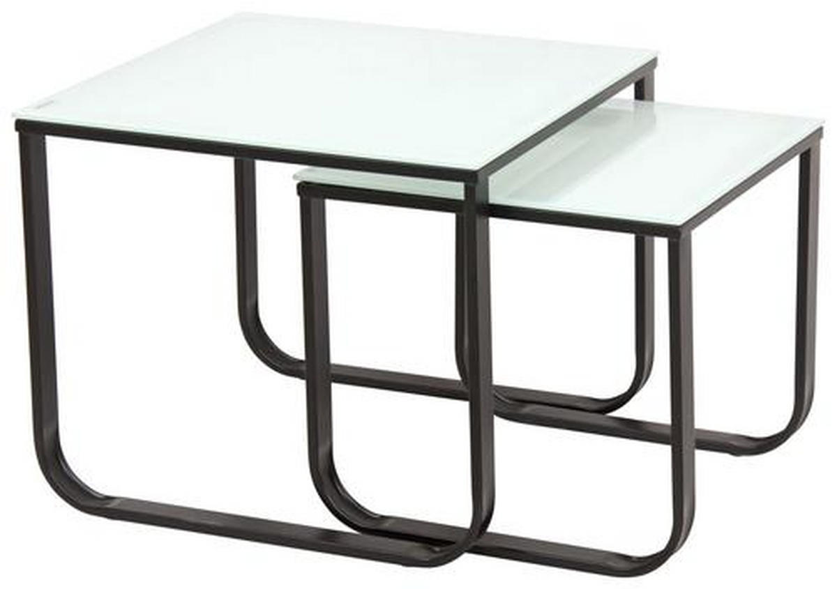 SET MIZ, bela, temno siva  - temno siva/bela, Design, kovina/steklo (45/55/45/55/45/40cm) - Carryhome