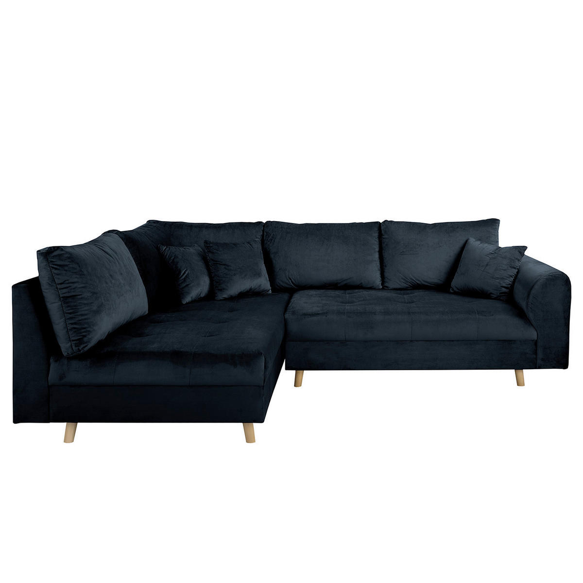 ECKSOFA Ariella in Samt Dunkelblau  161/231 cm  - Naturfarben/Dunkelblau, Design, Holz/Textil (161/231cm) - Livetastic