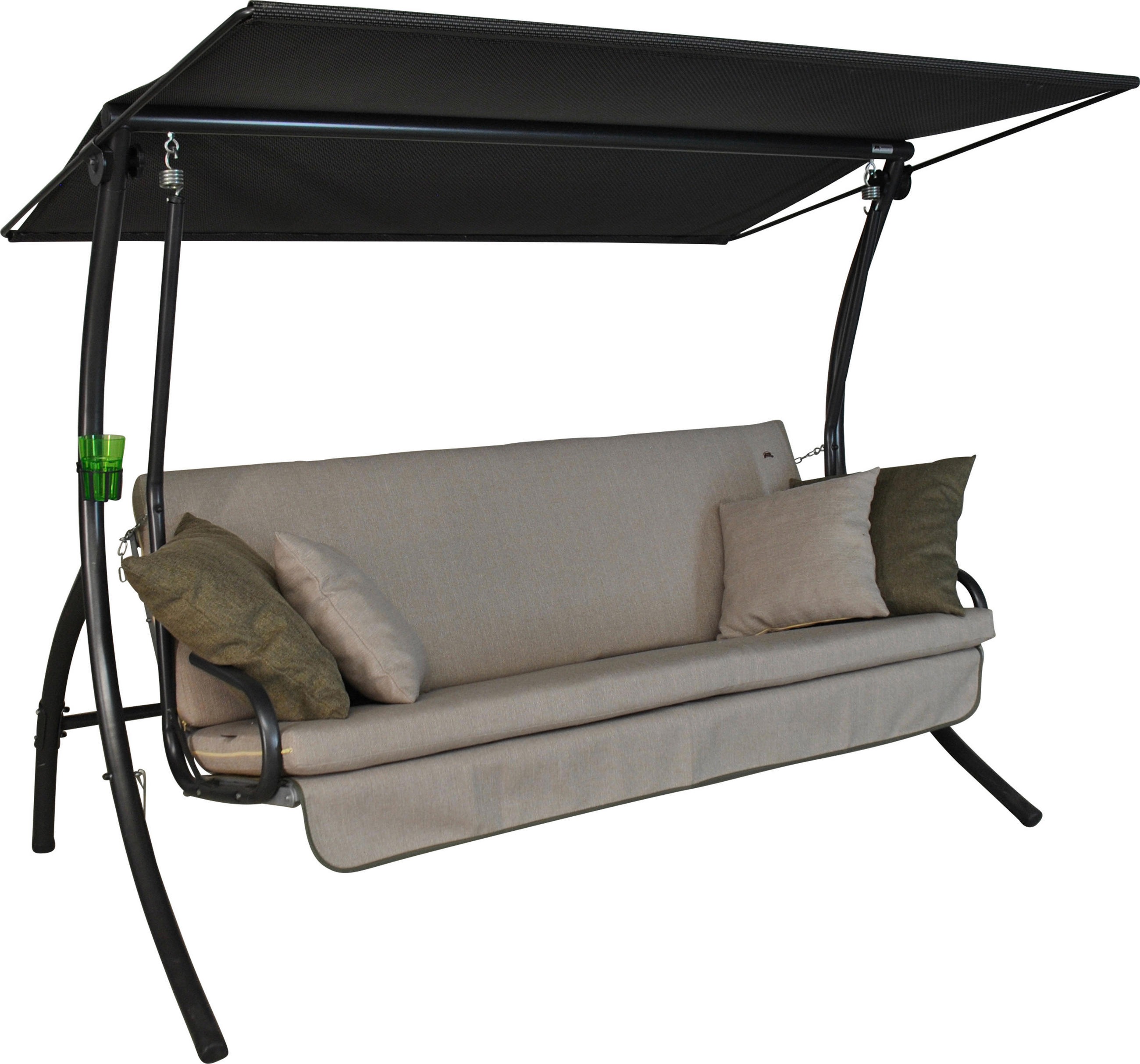 HOLLYWOODSCHAUKEL 210/160/145 cm  - Sandfarben/Dunkelgrau, Basics, Kunststoff/Textil (210/160/145cm) - Boxxx