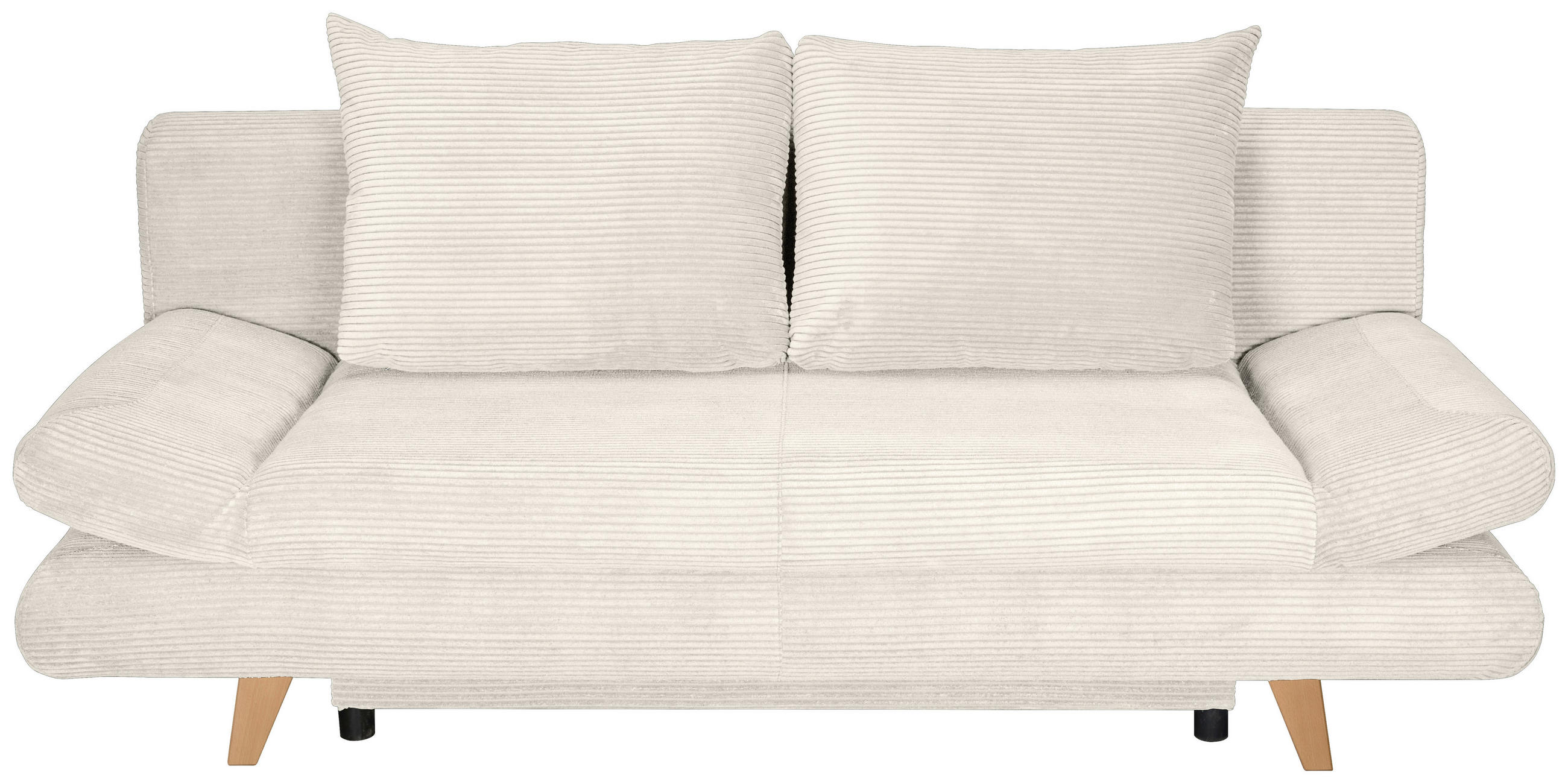 SCHLAFSOFA  mit Schlafen auf Sitzhöhe, haustierfreundlicher Bezug Cord Beige  - Beige/Buchefarben, KONVENTIONELL, Holz/Textil (200/75/85cm) - Carryhome