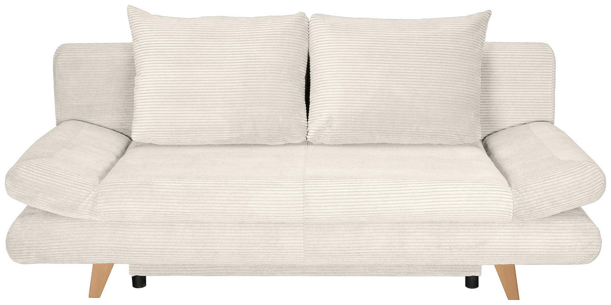 SCHLAFSOFA  mit Schlafen auf Sitzhöhe, haustierfreundlicher Bezug Cord Beige  - Beige/Buchefarben, KONVENTIONELL, Holz/Textil (200/75/85cm) - Carryhome