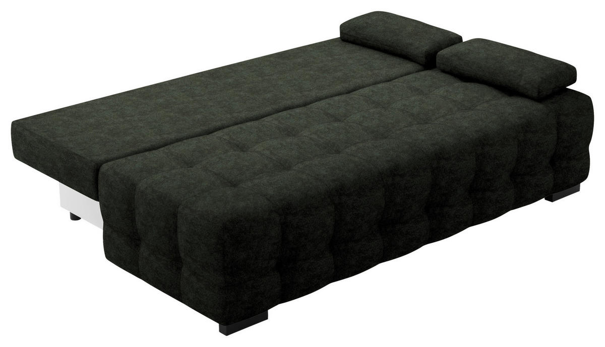 SCHLAFSOFA in Velours Dunkelgrün  - Dunkelgrün/Schwarz, KONVENTIONELL, Kunststoff/Textil (209/96/100cm) - Stylife