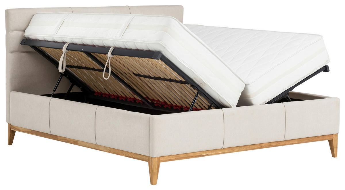 KÁRPITOZOTT ÁGY 180/200 cm  bézs  - bézs, Basics, műanyag/textil (180/200cm) - Carryhome