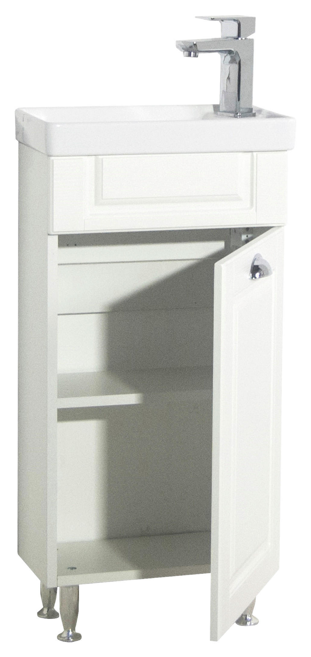 WASCHTISCHKOMBI 41 cm  - Weiss/Silberfarben, Modern, Keramik/Holzwerkstoff (41cm) - MID.YOU