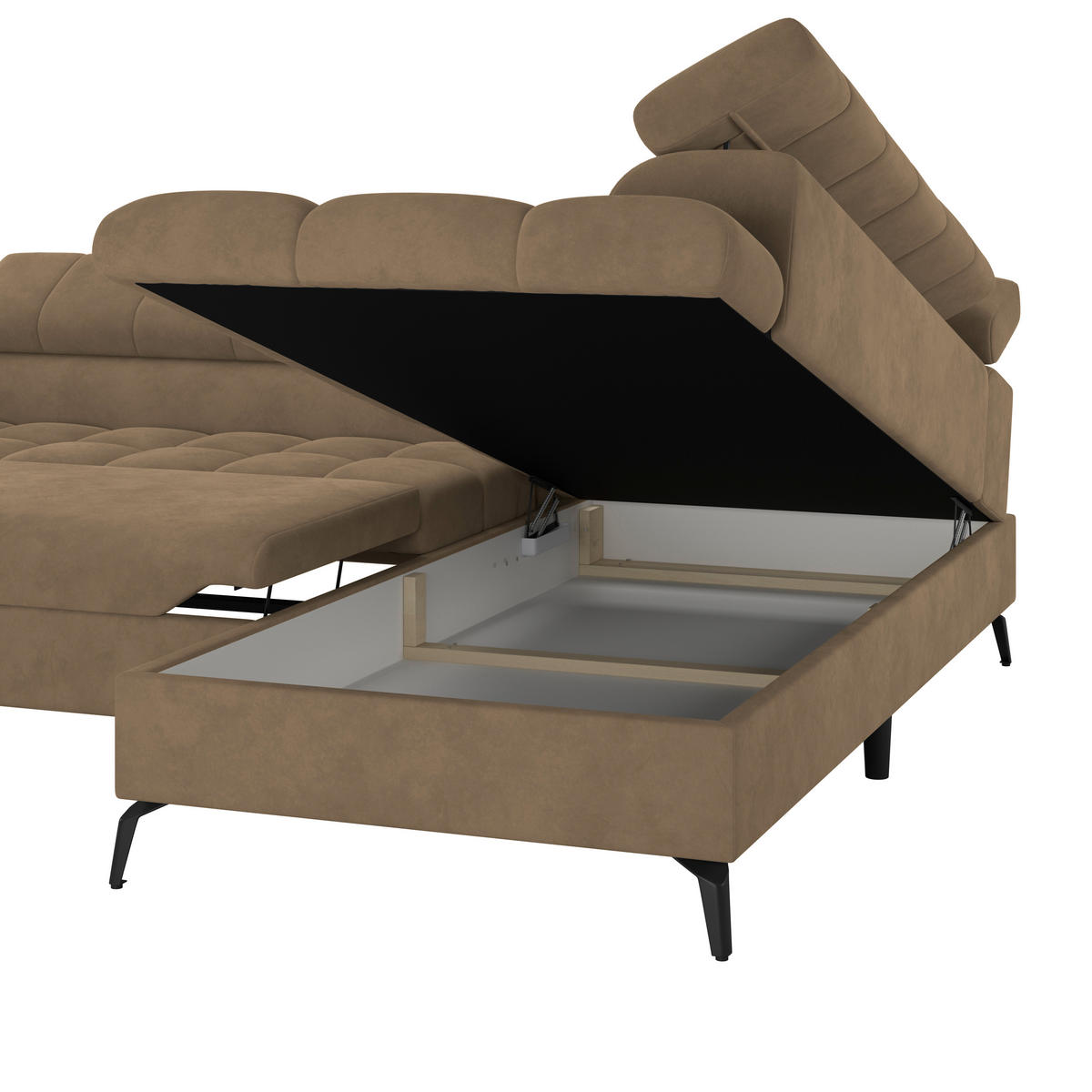 ECKSOFA in Braun  - Schwarz/Braun, Trend, Kunststoff/Textil (261/203cm) - Livetastic