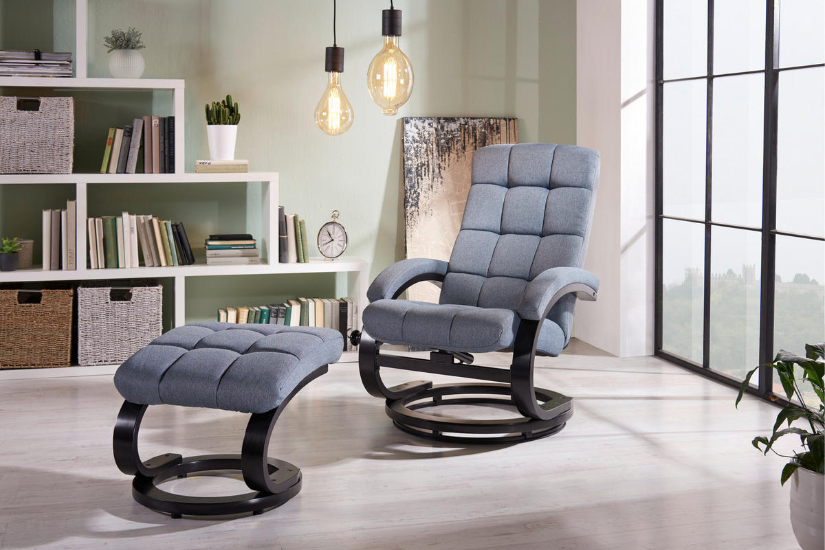 RELAXSESSELSET Linon Hocker    - Schwarz/Grau, MODERN, Holz/Textil (67/78/94cm) - MID.YOU
