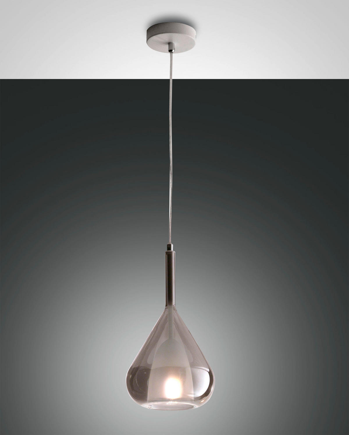 HÄNGELEUCHTE 20/200 cm  - Grau, Design, Glas/Metall (20/200cm) - Fabas Luce
