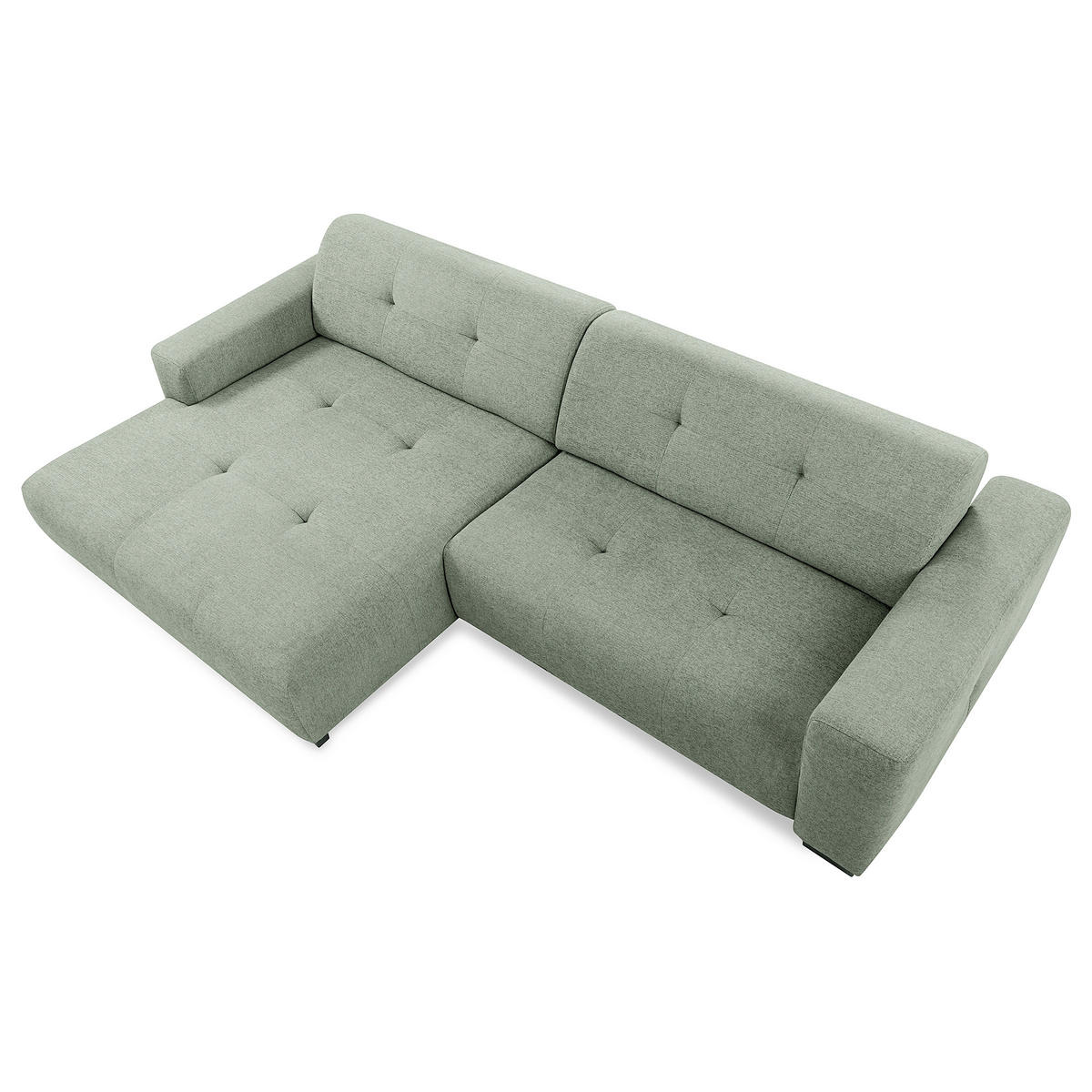 ECKSOFA AUSTIN Salbeigrün Flachgewebe Sitztiefenverstellung  - Salbeigrün/Schwarz, Design, Kunststoff/Textil (169/286cm) - Livetastic