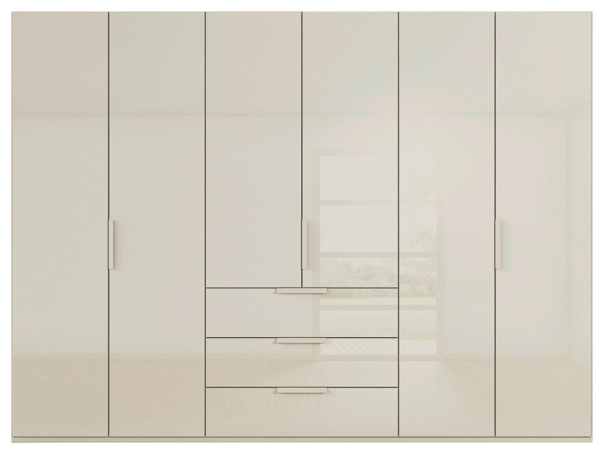 DREHTÜRENSCHRANK 301/223/61 cm,  in Champagner, 6-türig  - Champagner, Basics, Glas/Holzwerkstoff (301/223/61cm) - Novel