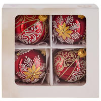 CHRISTBAUMKUGEL-SET 6 cm 4-teilig  - Rot, LIFESTYLE, Glas/Metall (6cm) - X-Mas