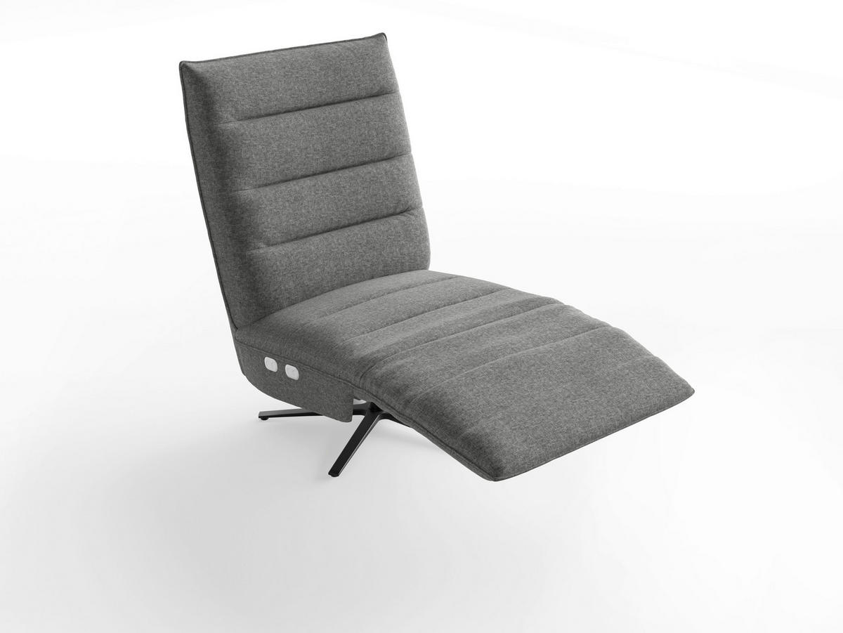 RELAXSESSEL EVE E Chenille Kopfteilverstellung, Rücken echt    - Anthrazit/Schwarz, Basics, Textil/Metall (80/109/98cm) - Sit & More