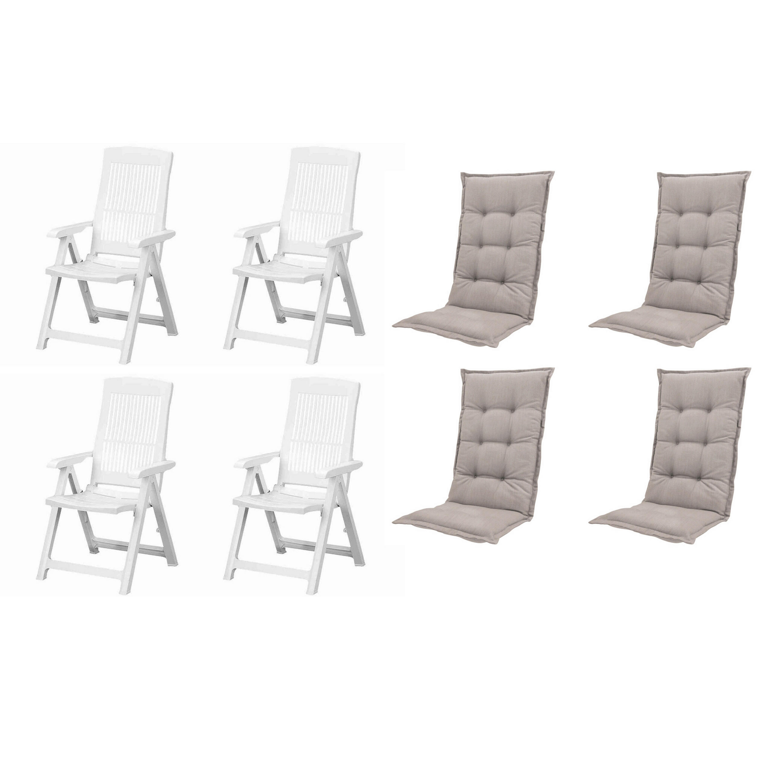 GARTENSTUHL-SET Kunststoff, Textil Weiß, Taupe  - Taupe/Weiß, MODERN, Kunststoff/Textil (44/111/50cm) - Gardenson