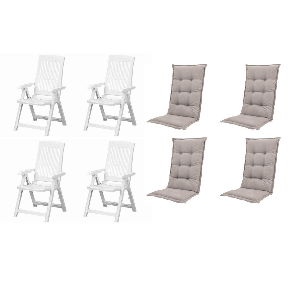 GARTENSTUHL-SET Kunststoff, Textil Weiß, Taupe  - Taupe/Weiß, MODERN, Kunststoff/Textil (44/111/50cm) - Gardenson