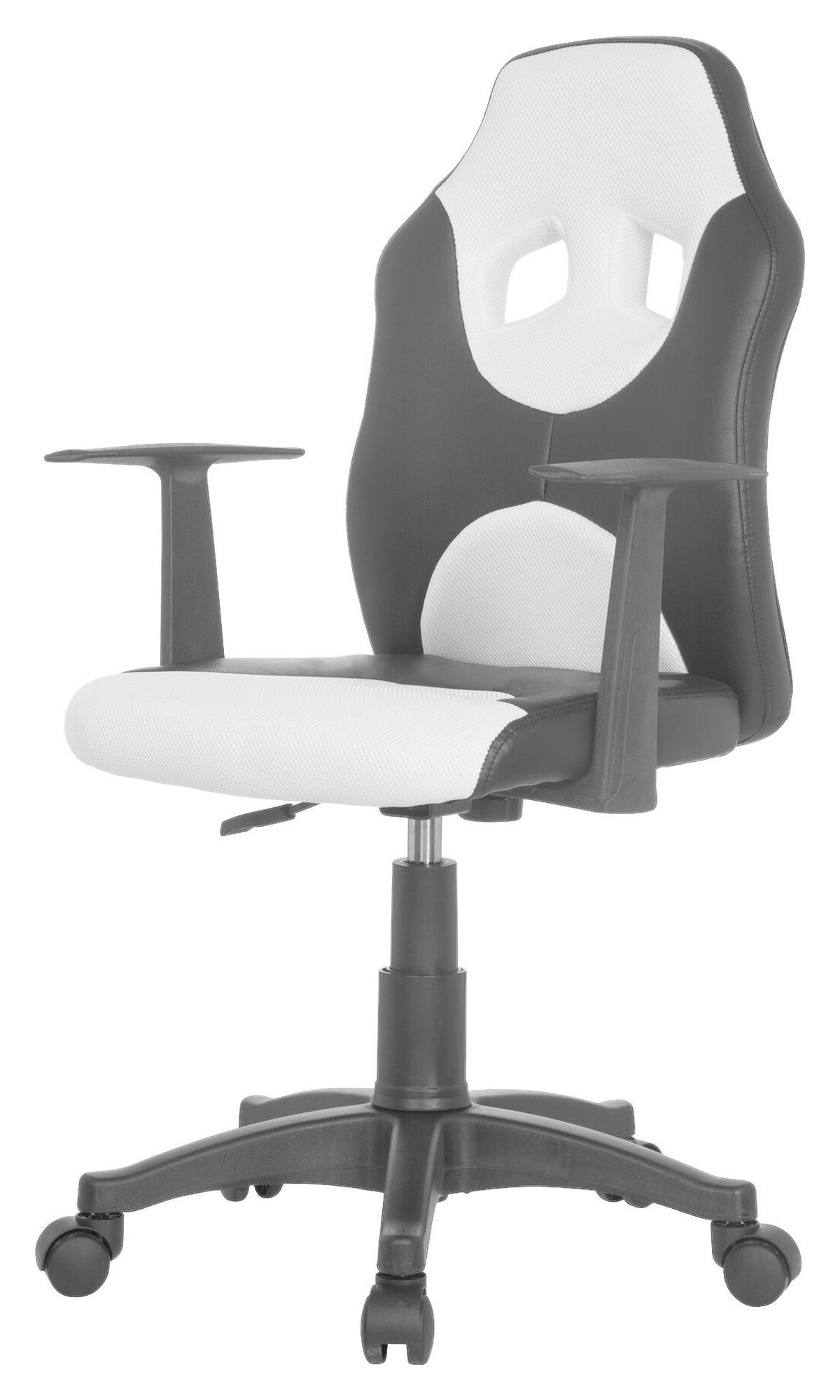 JUGENDDREHSTUHL Schwarz, Weiß  - Schwarz/Weiß, Basics, Kunststoff (54/90-100/48cm) - MID.YOU