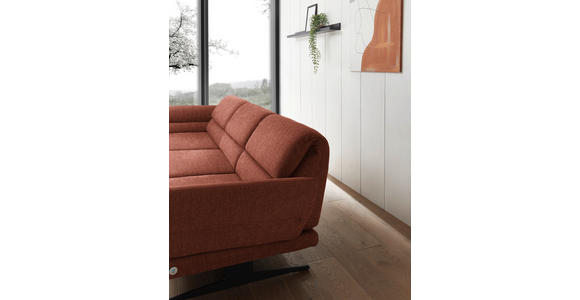 ECKSOFA Rostfarben Flachgewebe  - Rostfarben/Schwarz, Design, Textil/Metall (176-217/279-327cm) - Dieter Knoll