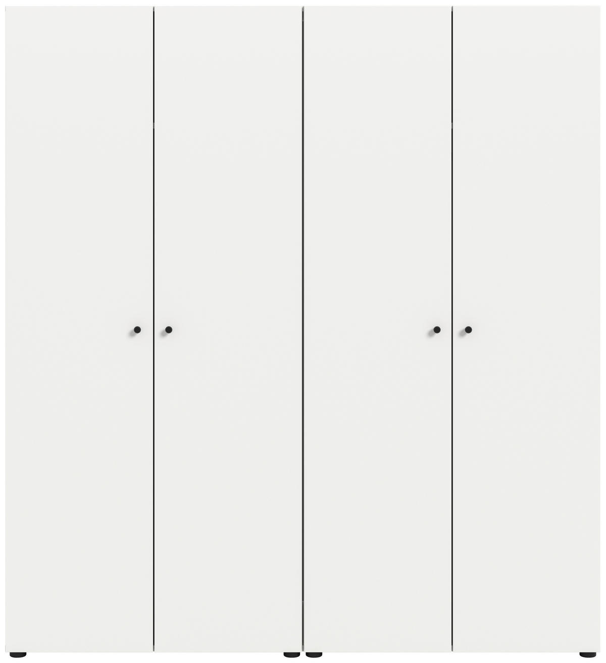 DREHTÜRENSCHRANK 160/176/51 cm,  in Weiß, 4-türig  - Schwarz/Weiß, MODERN, Holzwerkstoff/Kunststoff (160/176/51cm) - MID.YOU