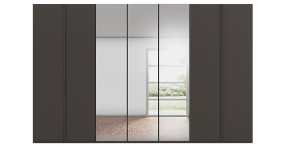 DREHTÜRENSCHRANK 350/235/61 cm,  in Graphitfarben, 7-türig  - Graphitfarben, Basics, Glas/Holzwerkstoff (350/235/61cm) - Novel