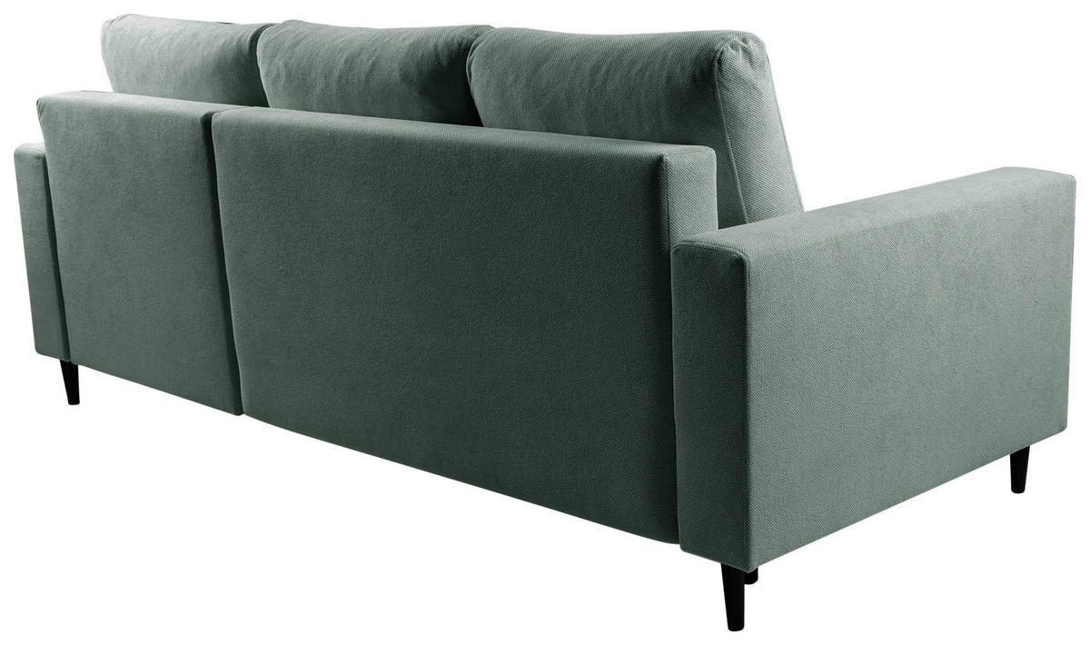 ECKSOFA in Struktur Dunkelgrün  - Dunkelgrün/Schwarz, Modern, Holz/Kunststoff (230/145cm) - MID.YOU
