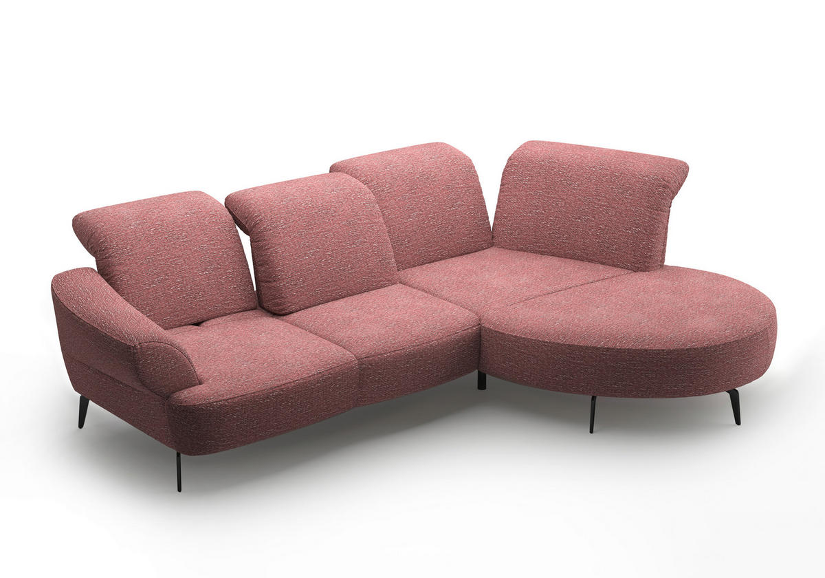 ECKSOFA DANCE E Aubergine Chenille  - Aubergine/Schwarz, MODERN, Textil/Metall (313/208cm) - Sit & More