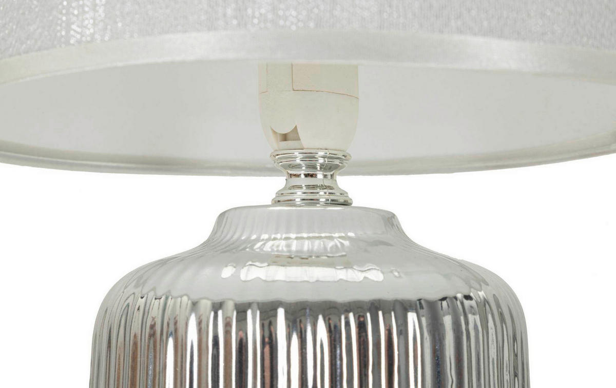 TISCHLEUCHTE   - Silberfarben/Weiß, Basics, Keramik/Textil (20/29/20cm)