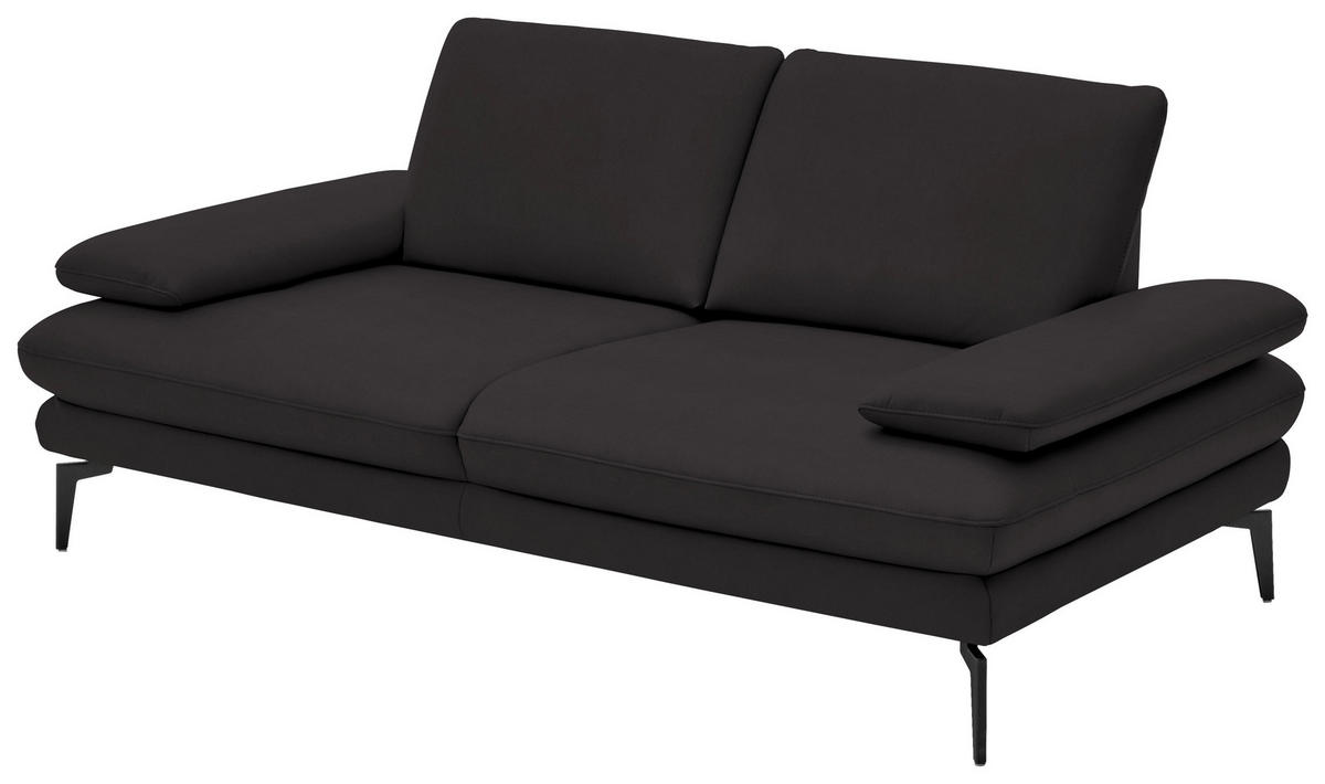 2,5-SITZER in Echtleder Dunkelbraun  - Dunkelbraun/Schwarz, Design, Leder/Metall (196/86/104cm) - Dieter Knoll