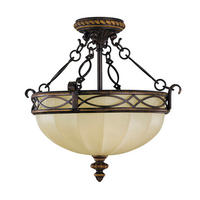 DECKENLEUCHTE  39.4/36.8 cm    - Walnussfarben, Natur, Glas/Metall (39.4/36.8cm) - Elstead Lighting