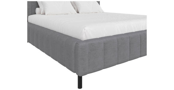 POLSTERBETT gepolstertes Kopfteil, Lattenrost, Bettkasten Hellgrau 180/200 cm  - Hellgrau/Schwarz, Design, Holz/Textil (180/200cm) - Carryhome