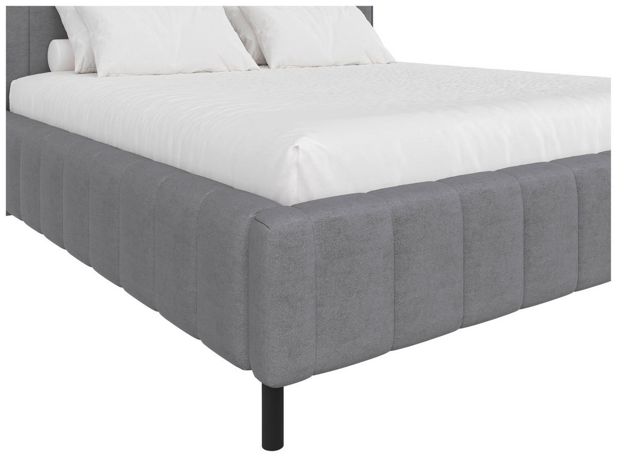 POLSTERBETT 180/200 cm  Hellgrau  - Hellgrau/Schwarz, Design, Holz/Textil (180/200cm) - Carryhome