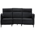 TRAPEZSOFA  in Echtleder Anthrazit  - Anthrazit/Schwarz, KONVENTIONELL, Leder/Metall (221/103/95cm) - Dieter Knoll