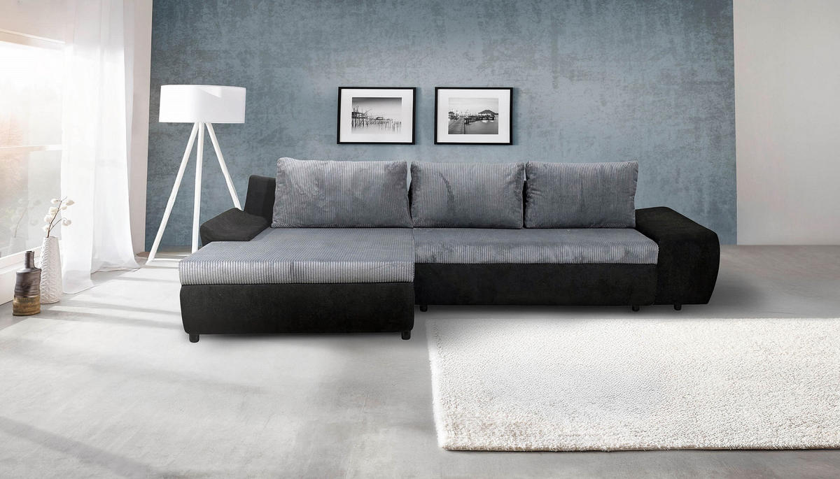 GARNITURA ZA DNEVNU SOBU siva, crna  - siva/crna, Moderno, tekstil (290/200/80cm) - Ti'me