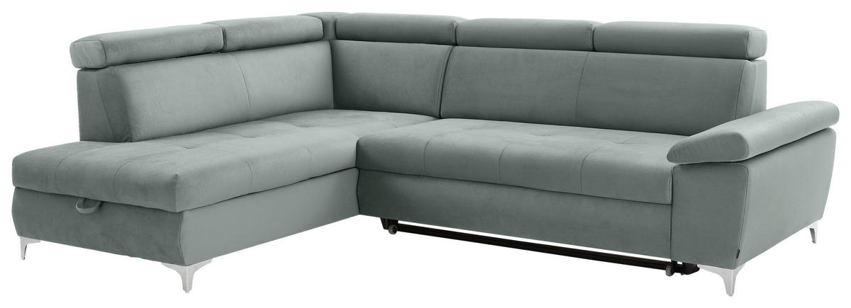 ECKSOFA Mintgrün Mikrofaser  - Chromfarben/Mintgrün, KONVENTIONELL, Textil/Metall (206/271cm) - Carryhome