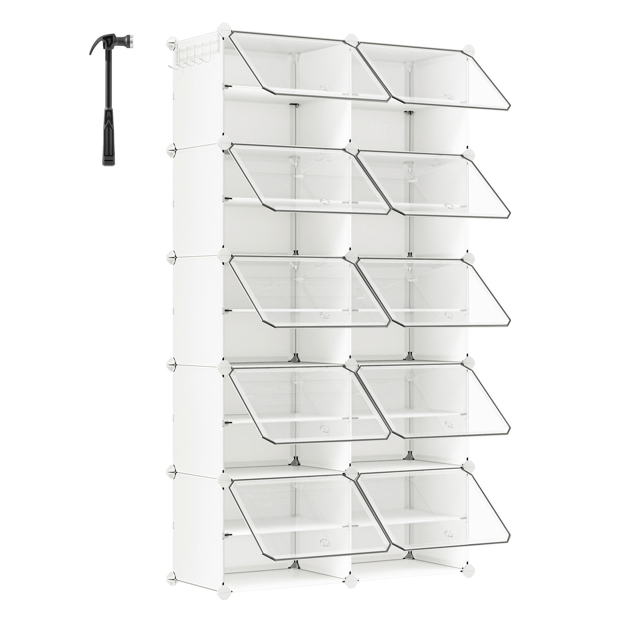 REGÁL NA TOPÁNKY, biela, priehľadné, 83/156/32 cm - priehľadné/biela, Basics, kov/plast (83/156/32cm)