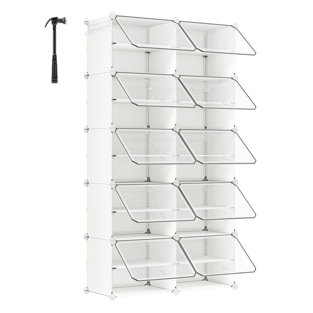 REGÁL NA TOPÁNKY, biela, priehľadné, 83/156/32 cm - priehľadné/biela, Basics, kov/plast (83/156/32cm)