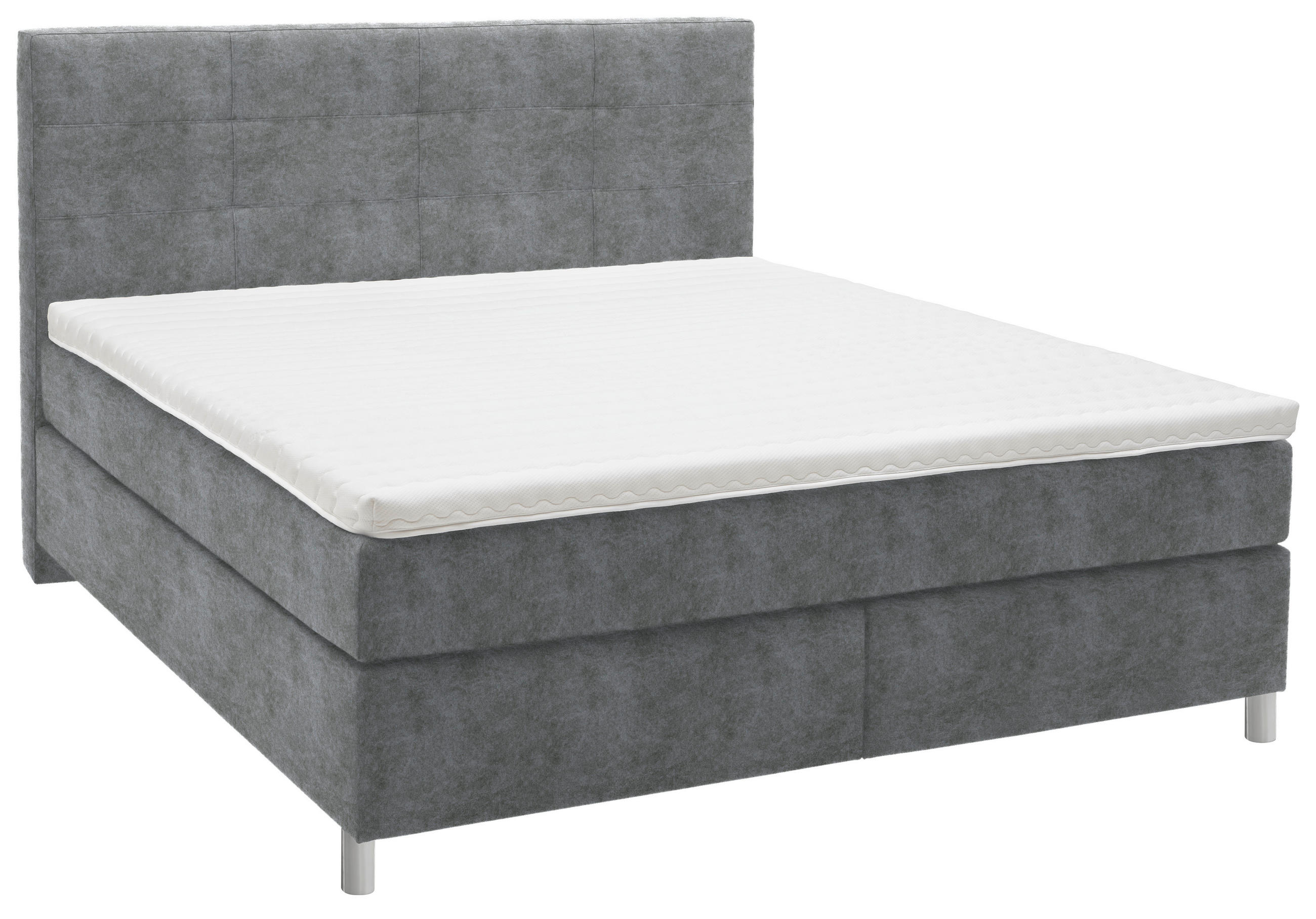 BOXSPRINGBETT 160/200 cm  in Grau  - Chromfarben/Grau, KONVENTIONELL, Kunststoff/Textil (160/200cm) - Voleo