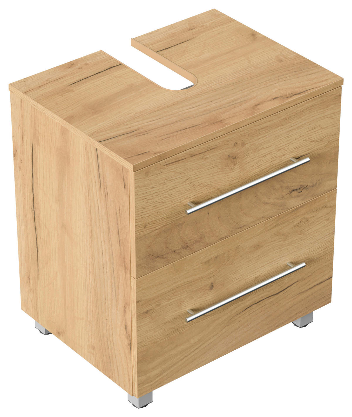 WASCHBECKENUNTERSCHRANK 55/63/41,6 cm  - Eichefarben/Silberfarben, MODERN, Holzwerkstoff/Metall (55/63/41,6cm) - MID.YOU