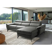 ECKSOFA  in Lederlook Echtleder Anthrazit  - Anthrazit/Schwarz, Design, Leder/Textil (252/179cm) - Livetastic