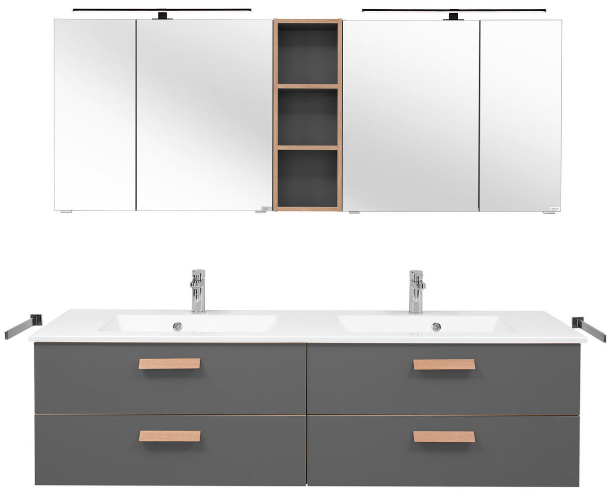 BADEZIMMER  in 185 cm  - Eichefarben/Eiche Artisan, KONVENTIONELL, Glas/Holz (185cm) - Dieter Knoll