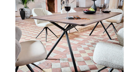 ESSTISCH in Holz, Metall 220/100/75 cm  - Eiche dunkel/Schwarz, Design, Holz/Metall (220/100/75cm) - Dieter Knoll