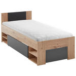 STAURAUMBETT 90/200 cm  in Graphitfarben, Eiche Artisan  - Graphitfarben/Eiche Artisan, KONVENTIONELL, Holzwerkstoff (90/200cm) - Carryhome