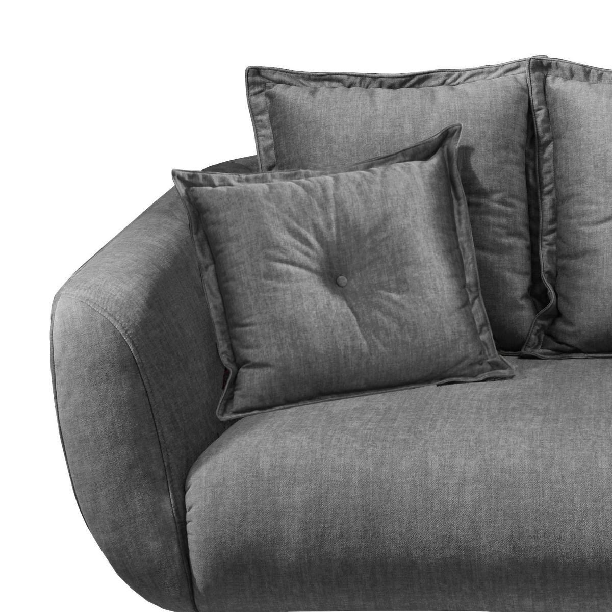 2,5-SITZER in Velours Grau  - Schwarz/Grau, Modern, Holz/Textil (196/94/103cm) - Livetastic