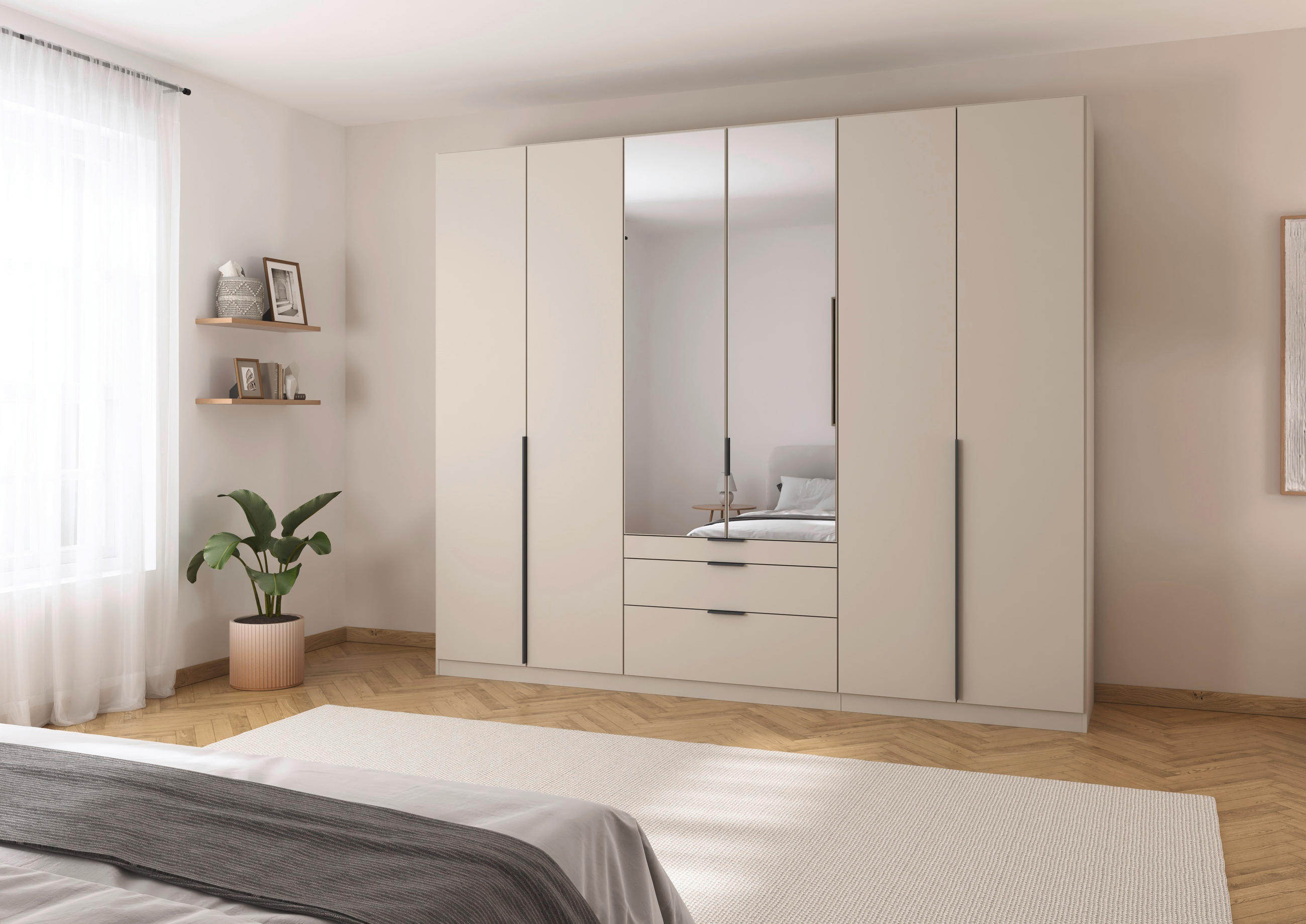 DREHTÜRENSCHRANK in Champagner  - Champagner/Grau, Modern, Holzwerkstoff/Metall (271/229/54cm) - Rauch Möbel