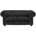 CHESTERFIELD-SOFA in Lederlook Schwarz  - Wengefarben/Schwarz, LIFESTYLE, Holz/Textil (180/76,5/96cm) - Landscape