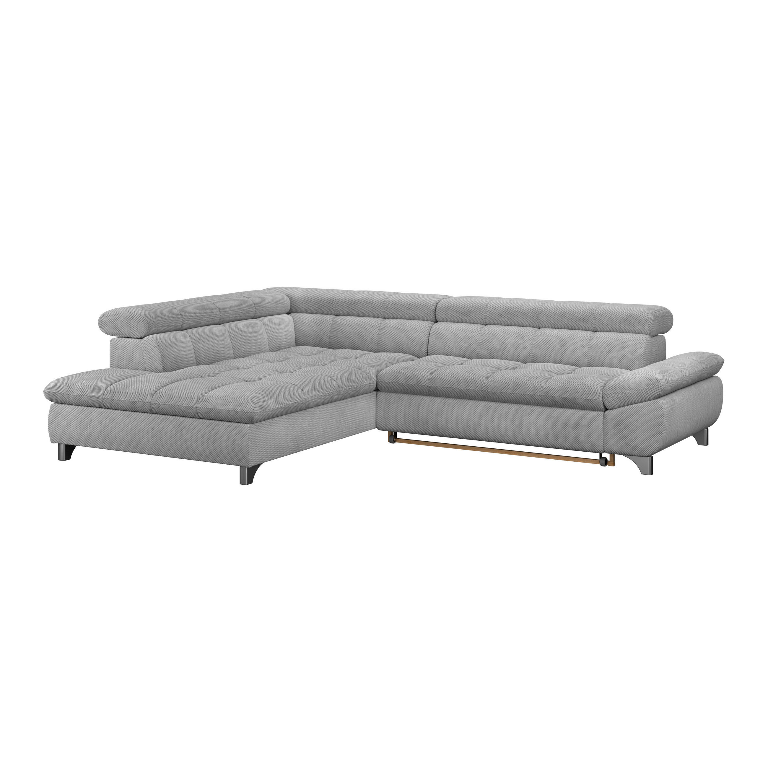 ECKSOFA Hellgrau Chenille  - Chromfarben/Hellgrau, KONVENTIONELL, Textil/Metall (234/312cm) - Livetastic
