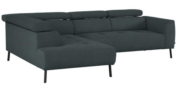 ECKSOFA in Struktur Dunkelgrau 205/280 cm - Dunkelgrau/Schwarz, Design, Textil/Metall (205/280cm) - Xora
